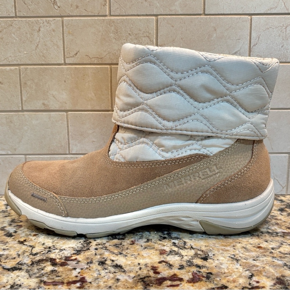 Merrell Approach Brindle Winter Waterproof Booties Quilted Suede Boots Size 7 - Picture 5 of 16